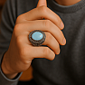 1001 Mens Silver Ring with larimar