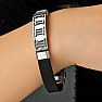 Men's silicone black bracelet Time silver decor