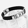 Men's silicone black bracelet Time silver decor