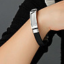 Mens silicone black bracelet Moderna silver decor