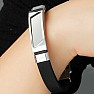 Mens silicone black bracelet Moderna silver decor
