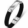 Mens silicone black bracelet Moderna silver decor