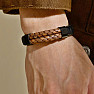 Mens black brown leather bracelet Geometry black