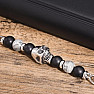 Teschio Nero – mens steel bracelet with agate, jasper and skull