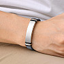 Mens leather blue bracelet Cong Blue silver decor