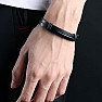 Men's leather bracelet Open Sky Elegance black decor