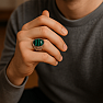 1005 Mens silver ring with malachite