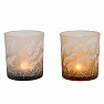 Glass candle holder for tealights, gray