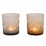 Glass candle holder for tealights, brown