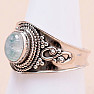Moonstone rainbow green ring silver Ag 925 15420