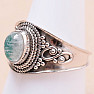 Moonstone rainbow green ring silver Ag 925 15479
