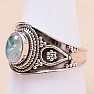 Moonstone rainbow green ring silver Ag 925 15580