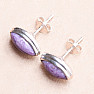 Charoite earrings stones silver Ag 925 E202