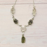 Vltavín, Herkimer diamond and meteorite necklace silver Ag 925 LOT31