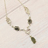 Vltavín, Herkimer diamond and meteorite necklace silver Ag 925 LOT31