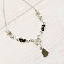 Vltavín, Herkimer diamond and meteorite necklace silver Ag 925 LOT32