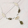 Vltavín, Herkimer diamond and meteorite necklace silver Ag 925 LOT33