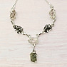 Vltavín, Herkimer diamond and meteorite necklace silver Ag 925 LOT34