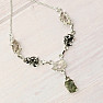 Vltavín, Herkimer diamond and meteorite necklace silver Ag 925 LOT34