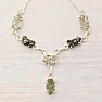 Vltavín, Herkimer diamond and meteorite necklace silver Ag 925 LOT35