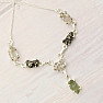 Vltavín, Herkimer diamond and meteorite necklace silver Ag 925 LOT35