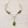 Vltavín, Herkimer diamond and meteorite necklace silver Ag 925 LOT36