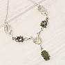 Vltavín, Herkimer diamond and meteorite necklace silver Ag 925 LOT37