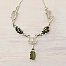 Vltavín, Herkimer diamond and meteorite necklace silver Ag 925 LOT38