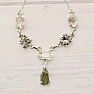 Vltavín, Herkimer diamond and meteorite necklace silver Ag 925 LOT39
