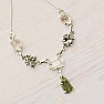 Vltavín, Herkimer diamond and meteorite necklace silver Ag 925 LOT39