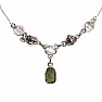 Moldavite, Herkimer diamond and meteorite necklace silver Ag 925 N45