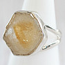 Citrine slice polished silver ring Ag 925 R53