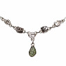 Moldavite, Herkimer diamond and meteorite necklace silver Ag 925 N54