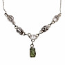 Moldavite, Herkimer diamond and meteorite necklace silver Ag 925 N61