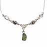 Moldavite, Herkimer diamond and meteorite necklace silver Ag 925 N67