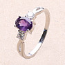 Silver ring with African amethyst and large zircons Ag 925 012108 AFAM
