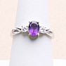 Silver ring with African amethyst and large zircons Ag 925 012108 AFAM