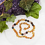 Amber beads for children with hematite, tawny and ulexite