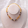 Amber beads for children with hematite, tawny and ulexite