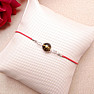 Fashion bracelet red string with green amber bead and silver Ag 925