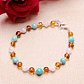 Amber bracelet polished with amazonite and moonstone Ag 925
