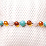 Amber bracelet polished with amazonite and moonstone Ag 925
