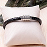 Men's fashion black leather bracelet stainless steel variant 3