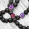 Lava stone bracelet with purple buddha head