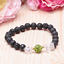 Lava stone bracelet with crystal with green bead