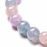 Aquamarine, rose gold and amethyst beaded bracelet