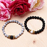 Howlite and Lava Bead Couples Bracelets Gold Color Crowns