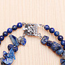 Lapis lazuli double bracelet with butterflies 19 cm