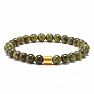 A set of serpentine and lava bracelets
