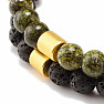 A set of serpentine and lava bracelets